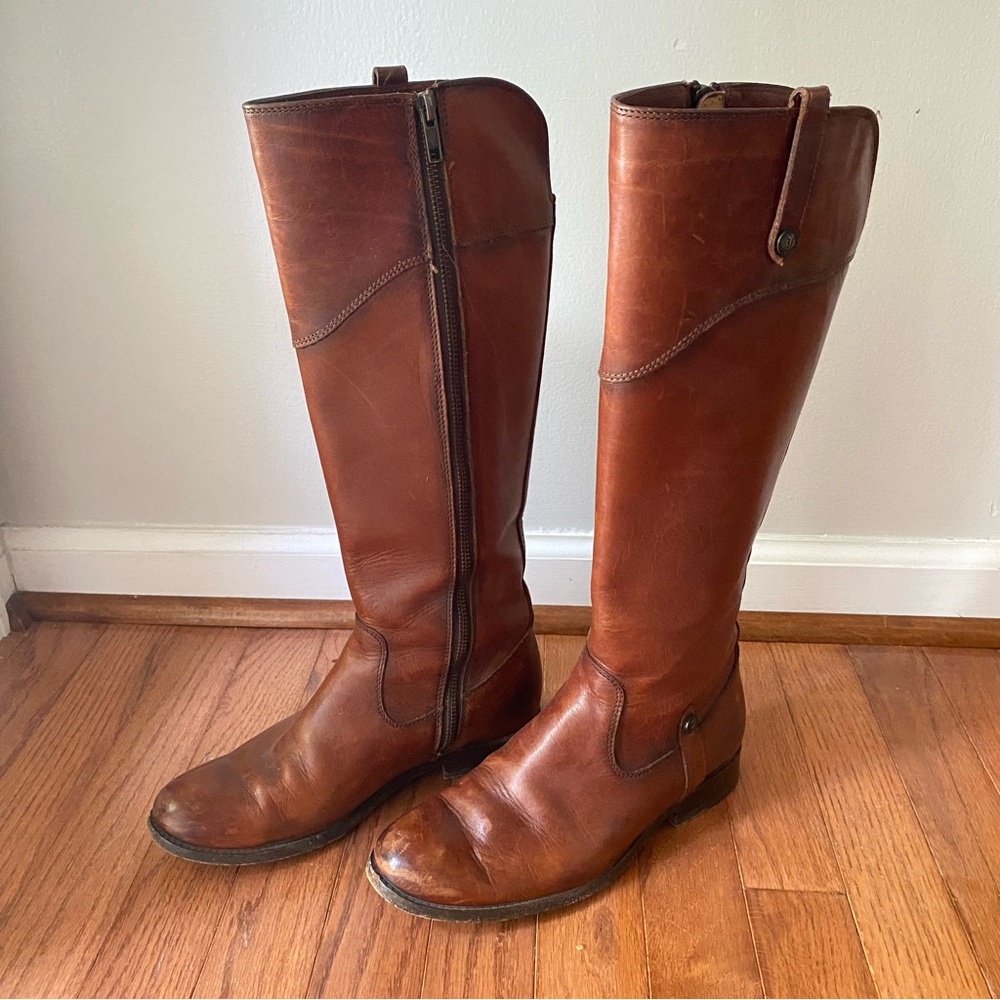 Frye Brown Leather Riding Boots - Picture 3 of 10